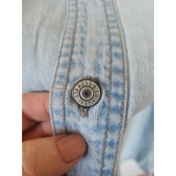 Levis Red Tab Denim Button Up Shirt Men  Blue Light Wash Western Cowboy XL - Picture 2 of 7